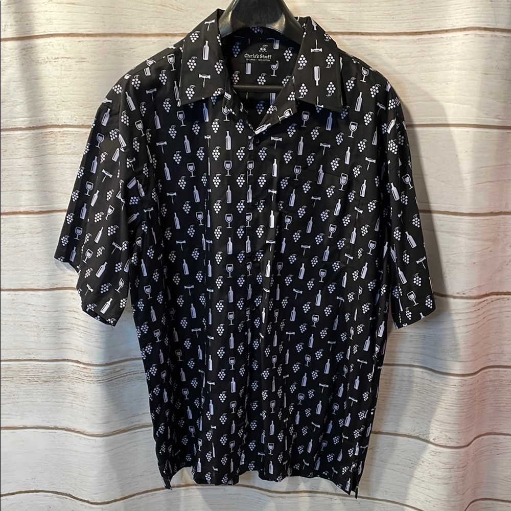 Chris’s Stuff Wine Country Button Down Cotton Shirt Men's Short Sleeve XXL EUC